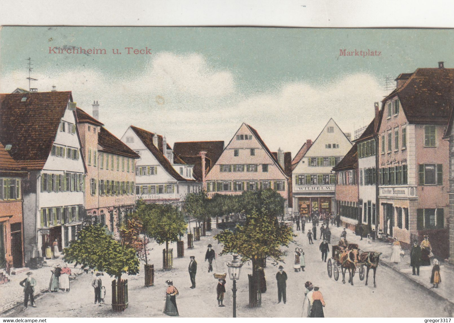 A5670) KIRCHHEIM U. TECK - MARKTPLATZ - Kutsche U. Sehr Belebte Alte Ansicht OTP !! 1909 - Kirchheim
