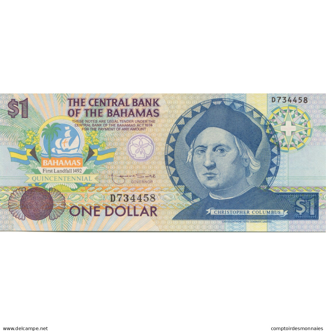 Billet, Bahamas, 1 Dollar, 1992, KM:50a, NEUF - Bahamas