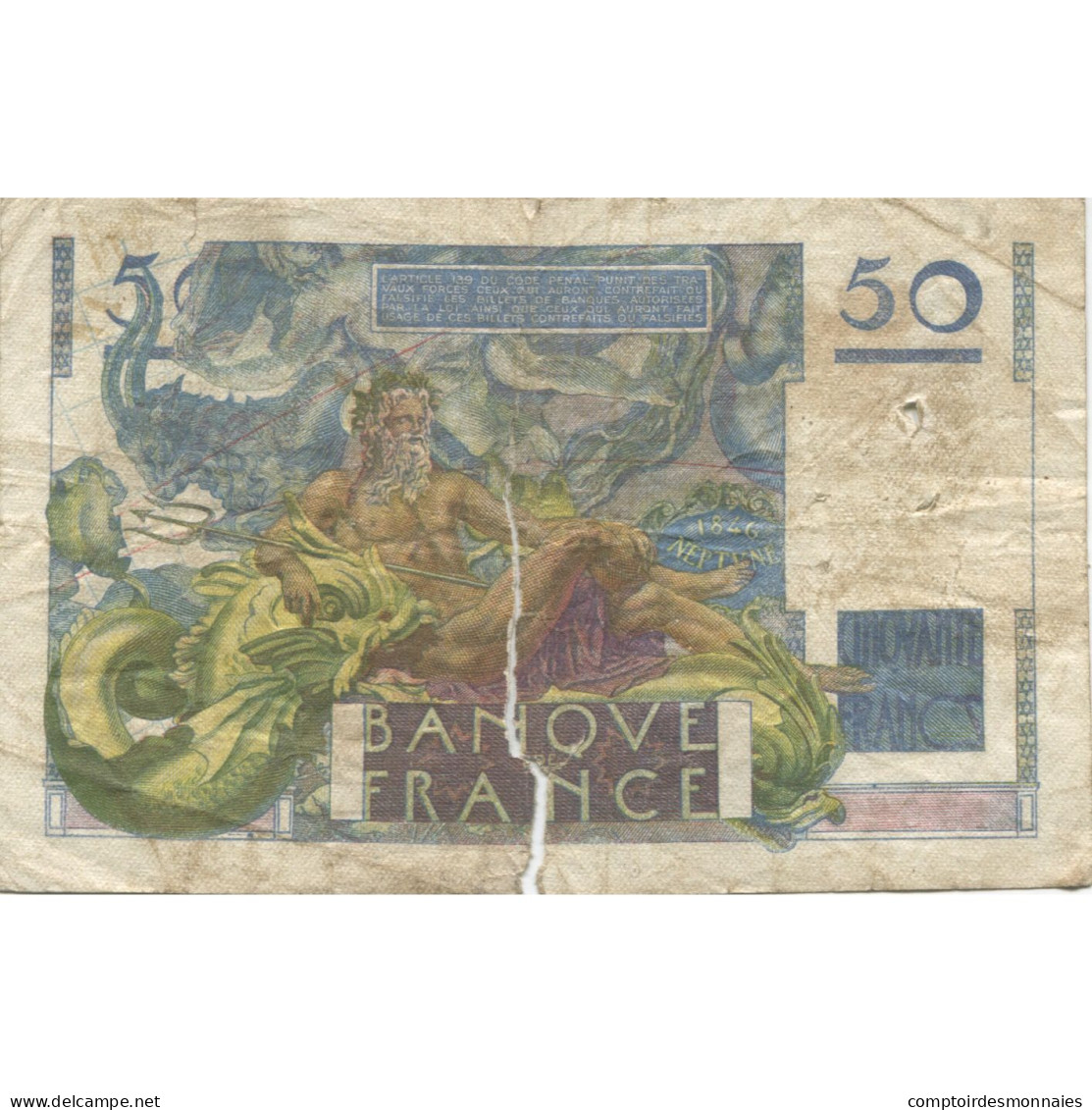 France, 50 Francs, Le Verrier, 1949, 1949-05-19, AB, Fayette:20.10, KM:127b - 50 F 1946-1951 ''Le Verrier''