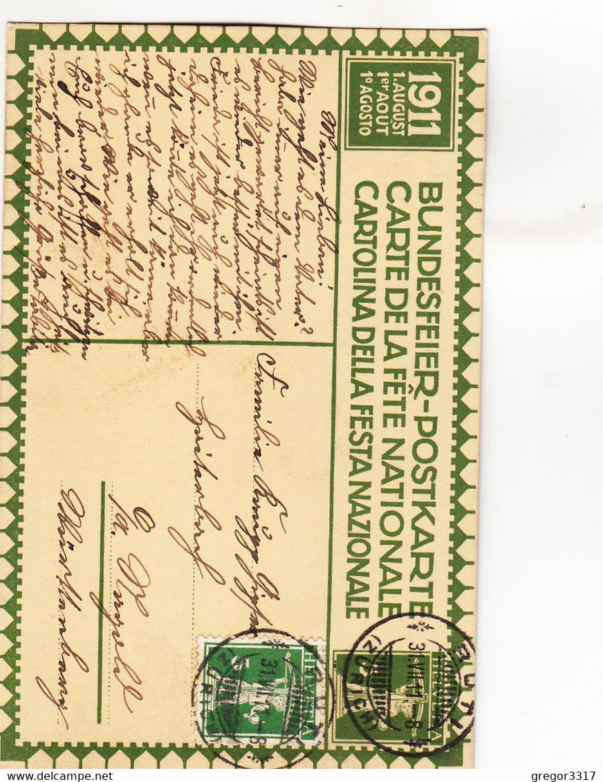A5679) SCHWEIZ - BUNDESFEIER Postkarte 1911 1. August - Gel. RÜTI 31.07.1911   Signiert DÜNKI - Rüti