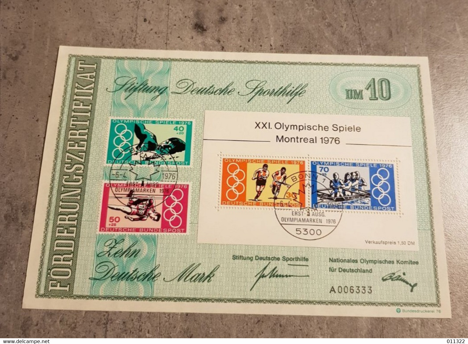 GERMANY OLYMPIAD MONTREAL 1976 SHEET NATIONAL OLYMPIC COMMITTEE FOR GERMANY - 1st Day – FDC (sheets)