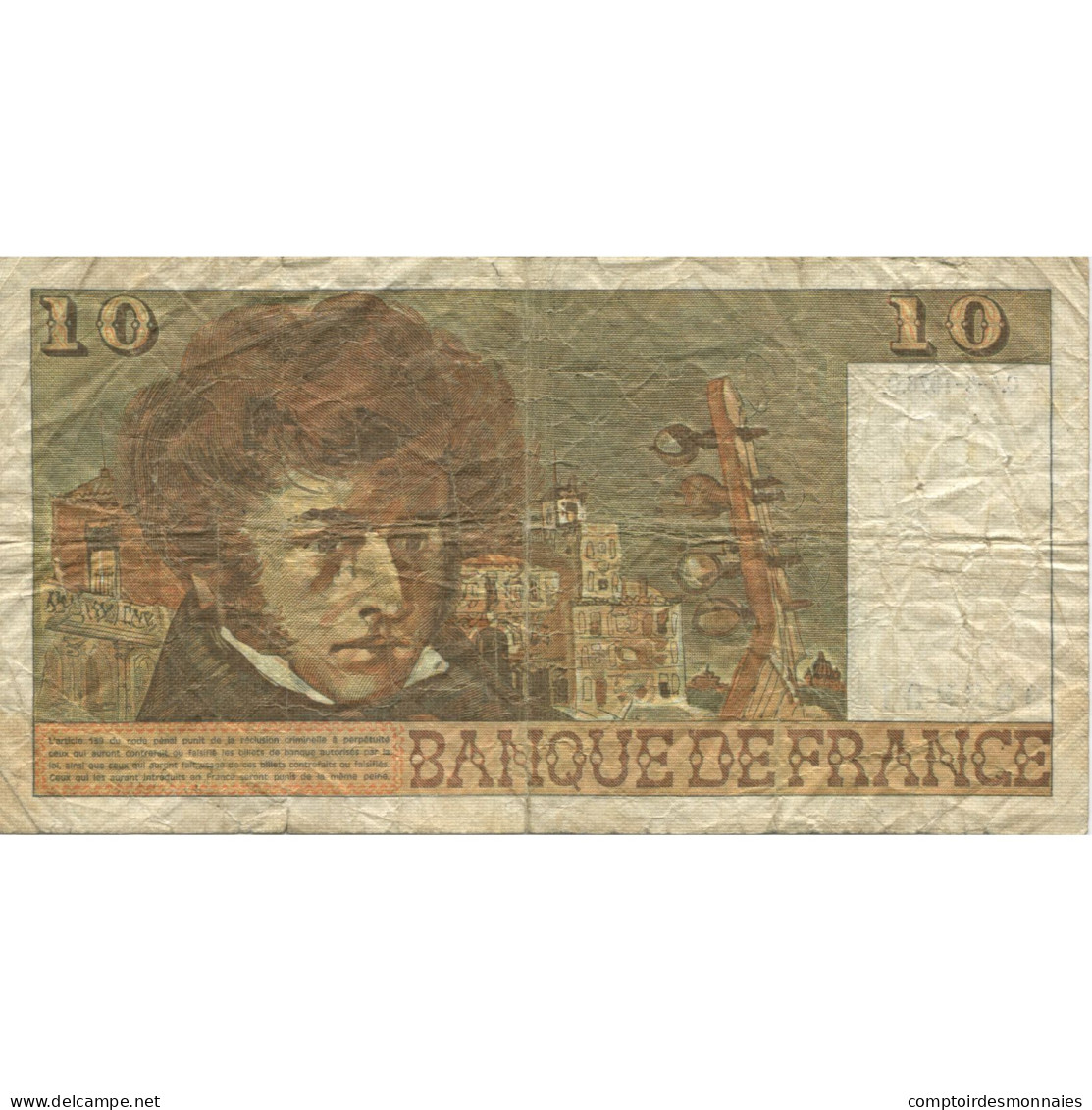 France, 10 Francs, Berlioz, 1976, 1976-03-04, B+, Fayette:63.18, KM:150c - 10 F 1972-1978 ''Berlioz''