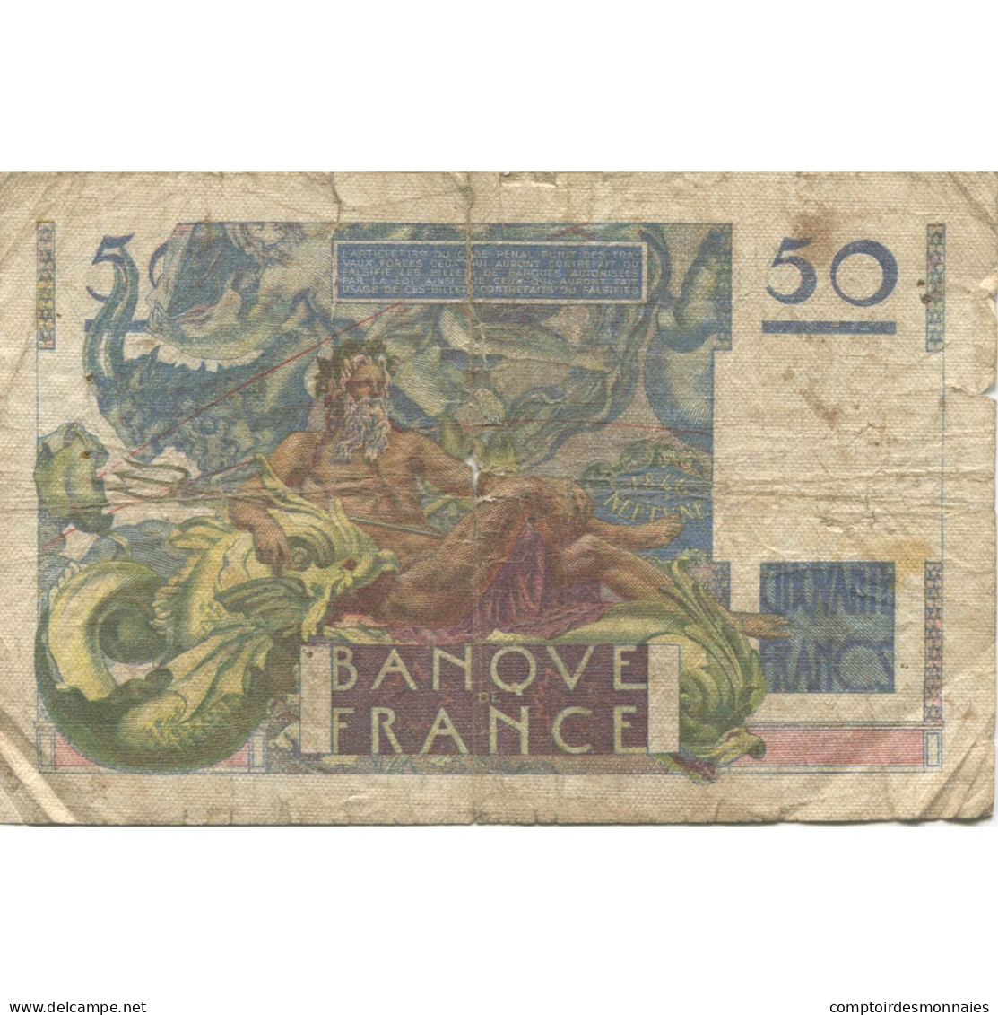 France, 50 Francs, Le Verrier, 1947, 1947-06-12, AB, Fayette:20.8, KM:127b - 50 F 1946-1951 ''Le Verrier''