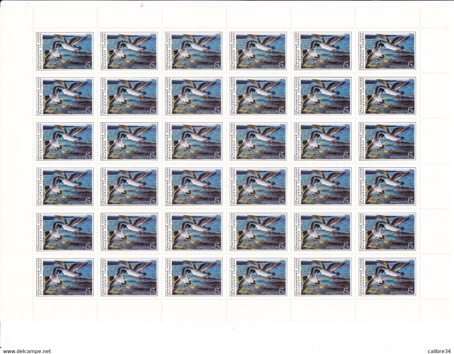 URSS Feuille Complète      Common Goldeneye (Bucephala Clangula)   1990 - Full Sheets
