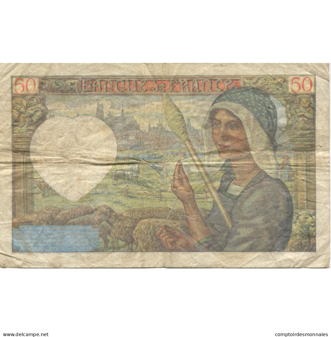 France, 50 Francs, Jacques Coeur, 1940, 1940-09-05, TB, Fayette:19.02, KM:93 - 50 F 1940-1942 ''Jacques Coeur''