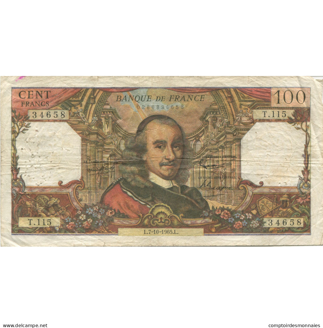 France, 100 Francs, Corneille, 1965, TB, Fayette:65.9, KM:149a - 100 F 1964-1979 ''Corneille''