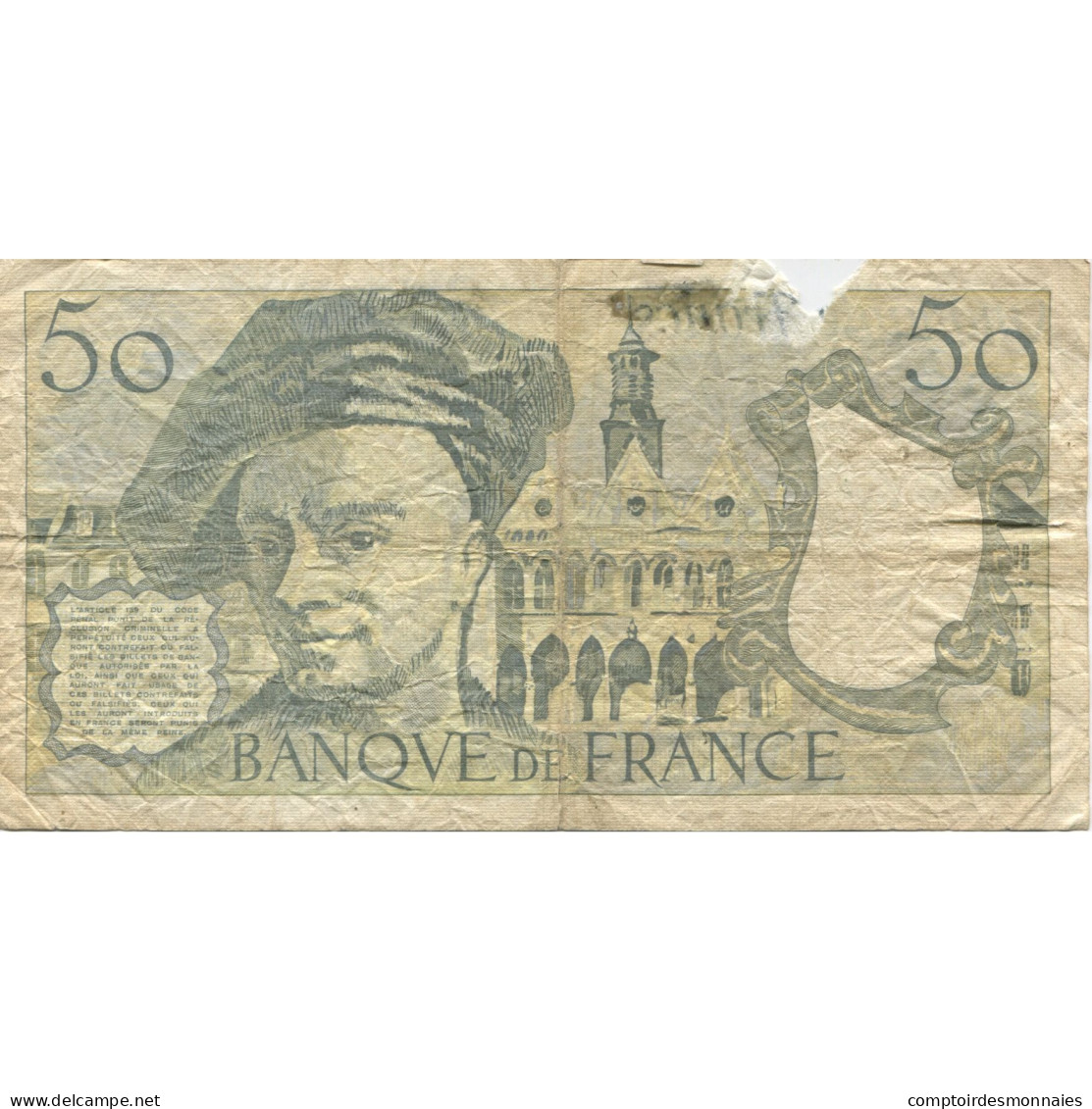 France, 50 Francs, Quentin De La Tour, 1991, AB, Fayette:67.17, KM:152e - 50 F 1976-1992 ''Quentin De La Tour''