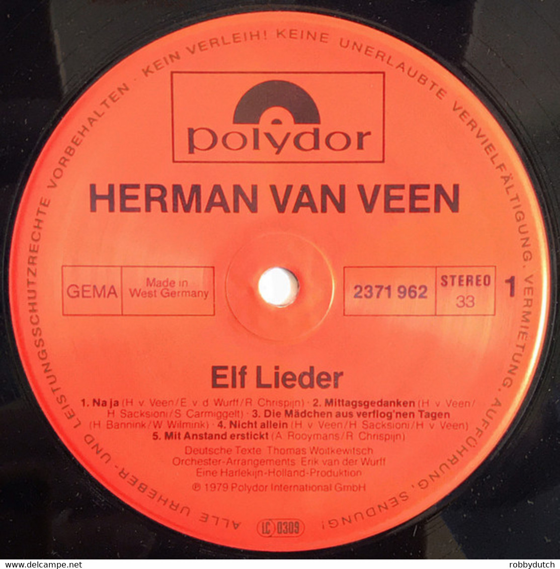 * LP *  HERMAN VAN VEEN - ELF LIEDER (Germany 1979) - Otros - Canción Alemana