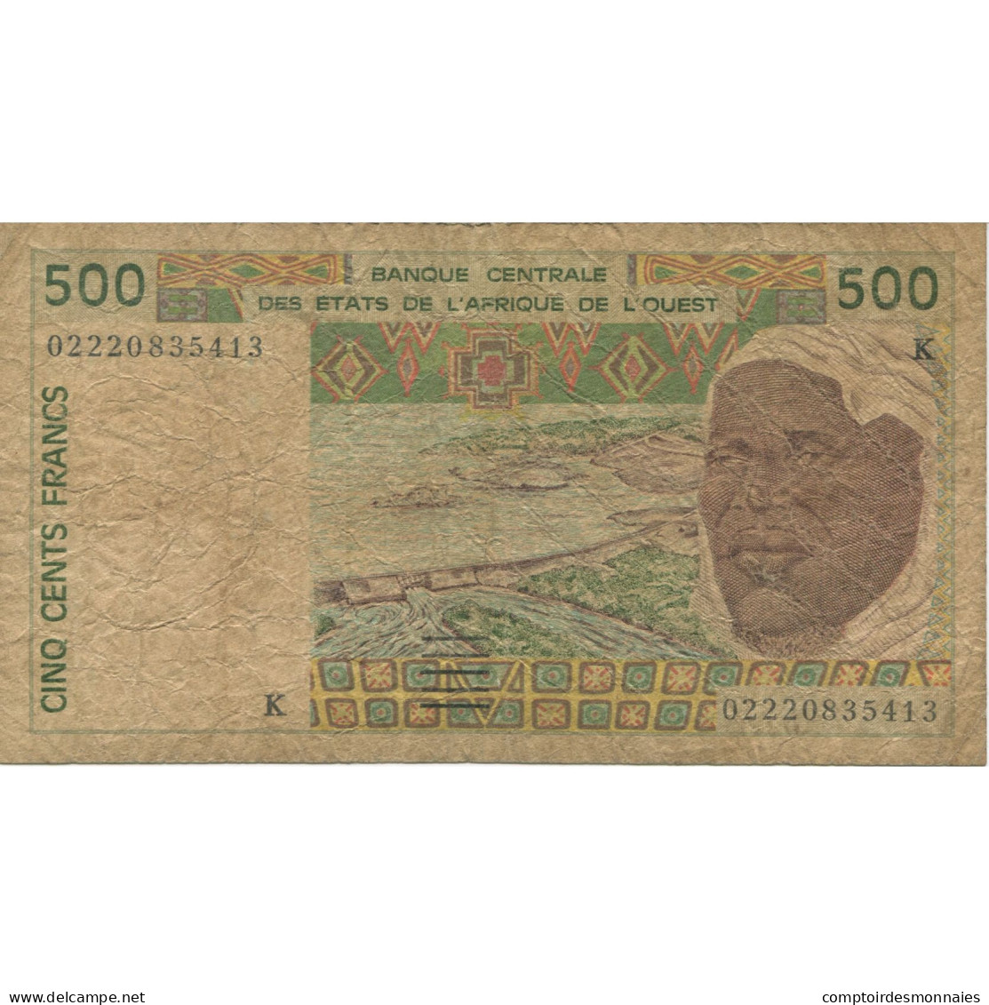 Billet, West African States, 500 Francs, 2002, KM:110Am, TB - West African States