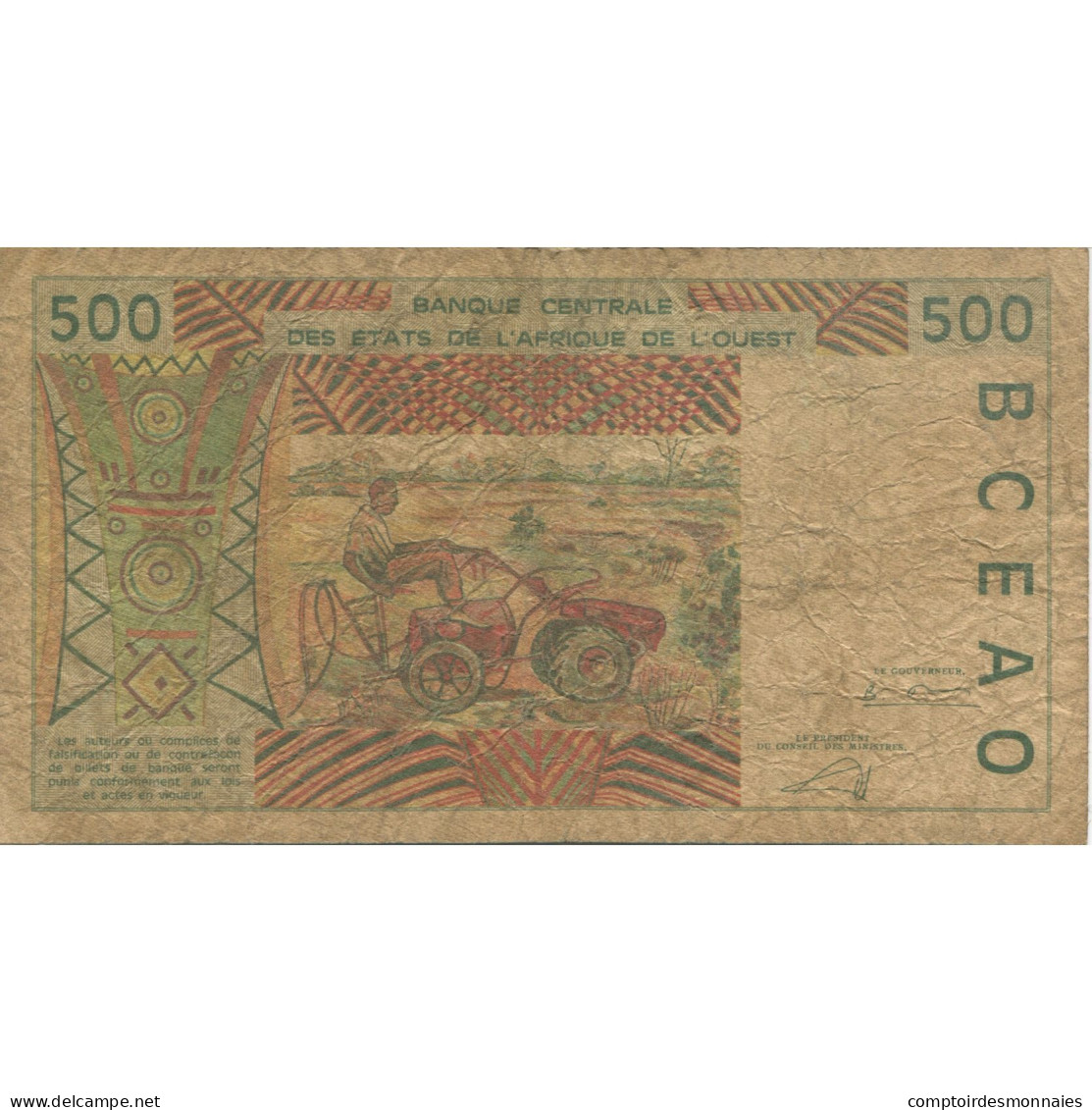 Billet, West African States, 500 Francs, 2002, KM:110Am, TB - États D'Afrique De L'Ouest