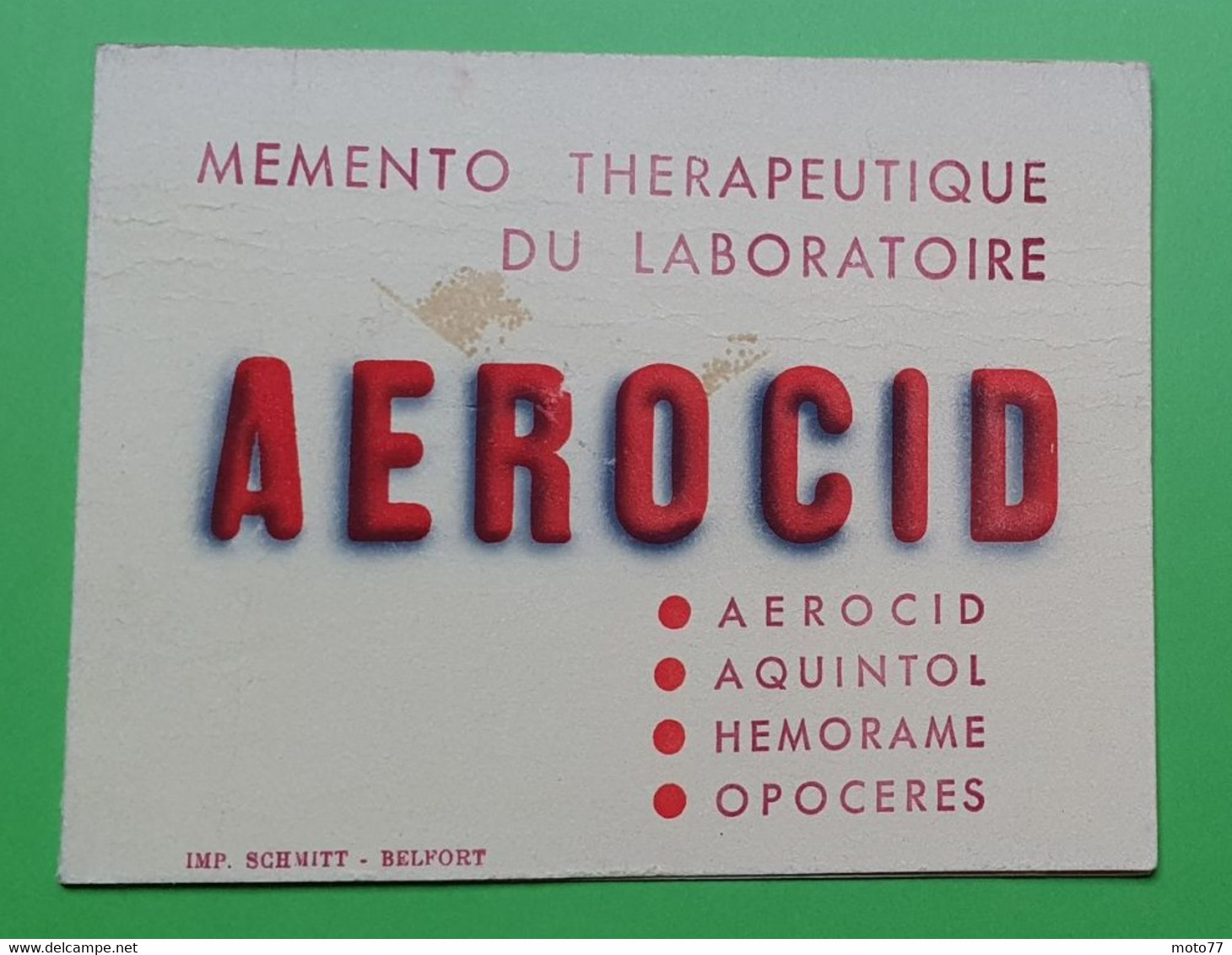 Buvard 1028 - Laboratoire - Mémento - AEROCID - Etat D'usage : Voir Photos - 13.5x10.5 Cm Fermé Environ - Années 1950 - Produits Pharmaceutiques