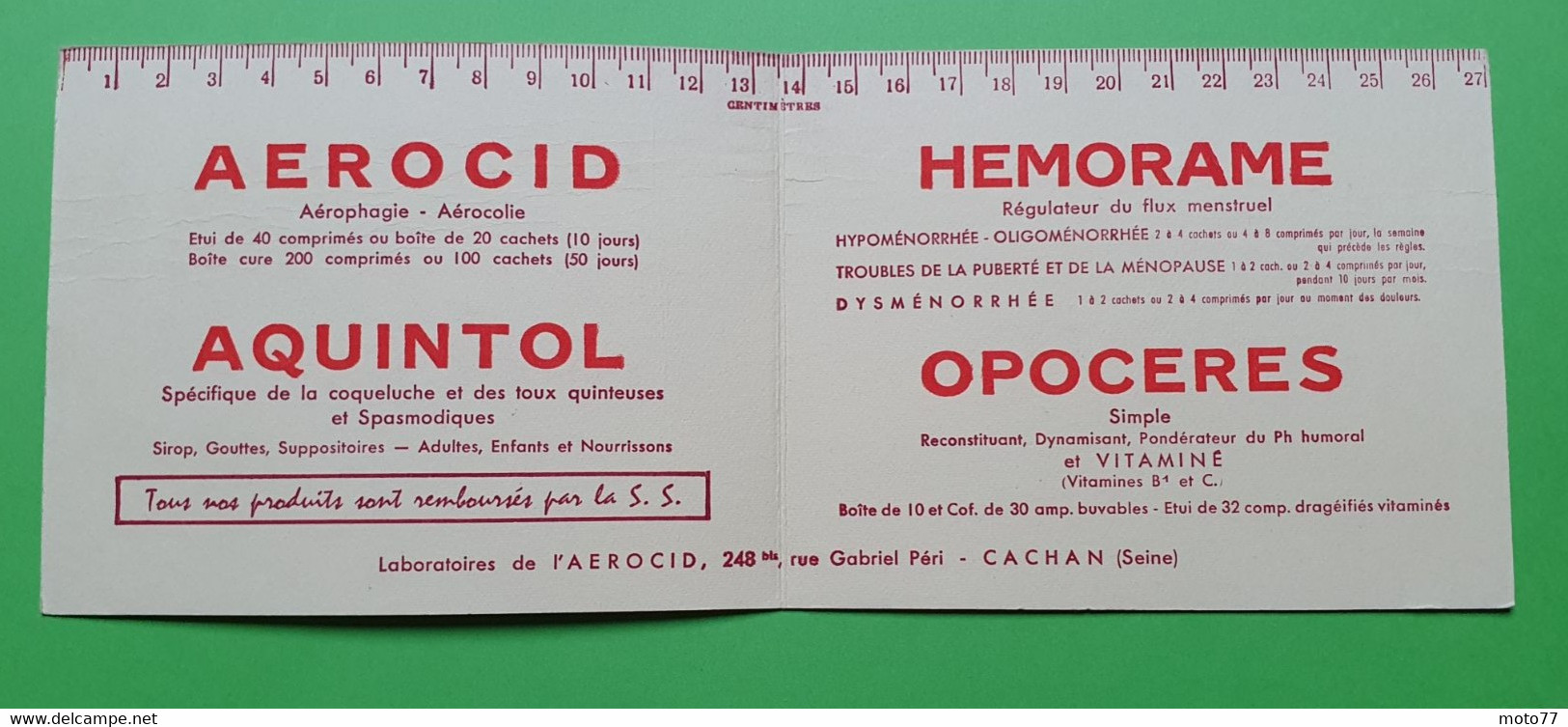 Buvard 1028 - Laboratoire - Mémento - AEROCID - Etat D'usage : Voir Photos - 13.5x10.5 Cm Fermé Environ - Années 1950 - Produits Pharmaceutiques