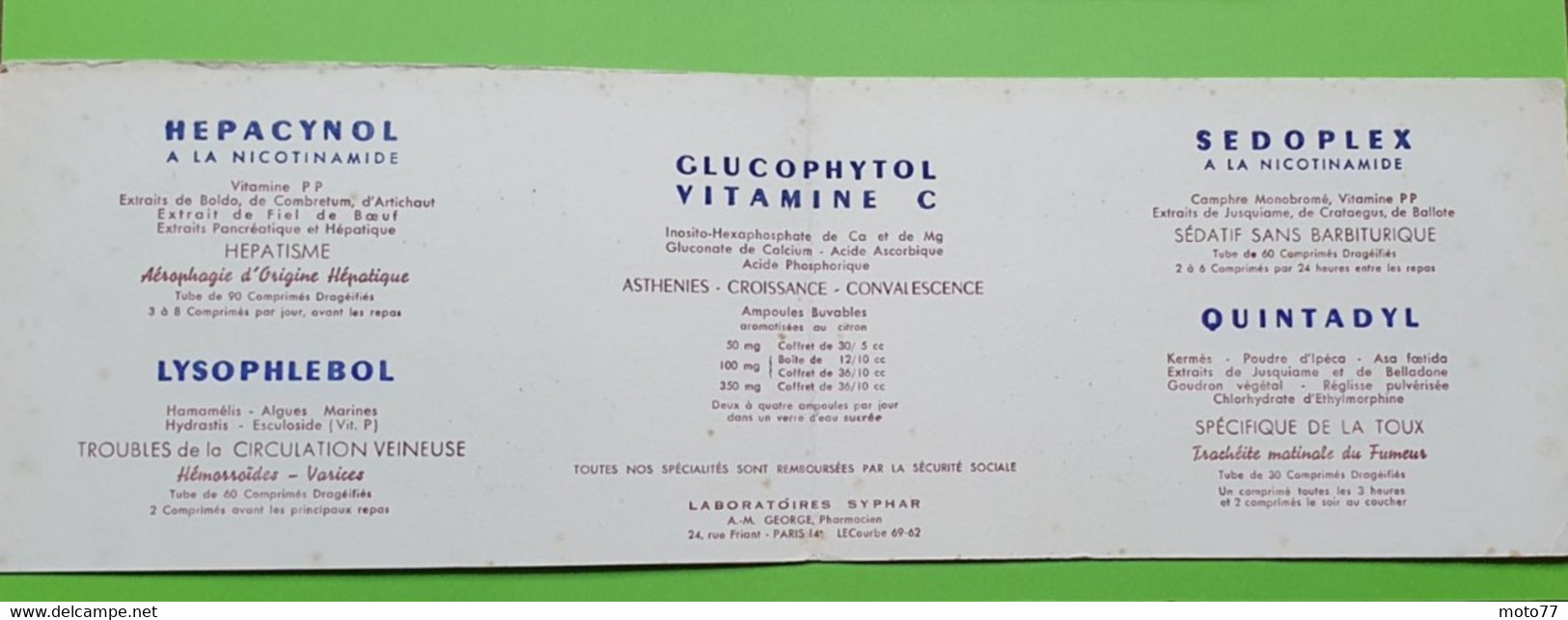 Buvard 1030 - Laboratoire - Mémento 2 - SYPHAR - Etat D'usage : Voir Photos - 21.5x13.5 Cm Fermé Environ - Années 1950 - Produits Pharmaceutiques