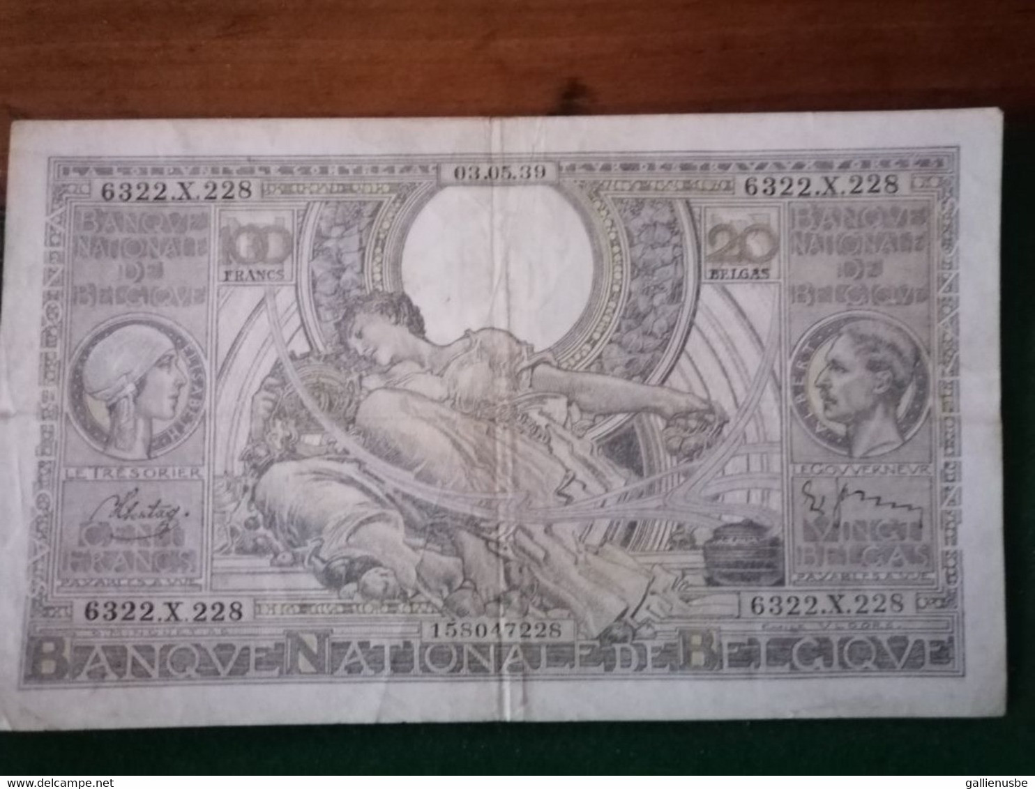 Billet De 100 Frs -  20 Belgas -- 03.05.1939  - - 100 Francs & 100 Francs-20 Belgas