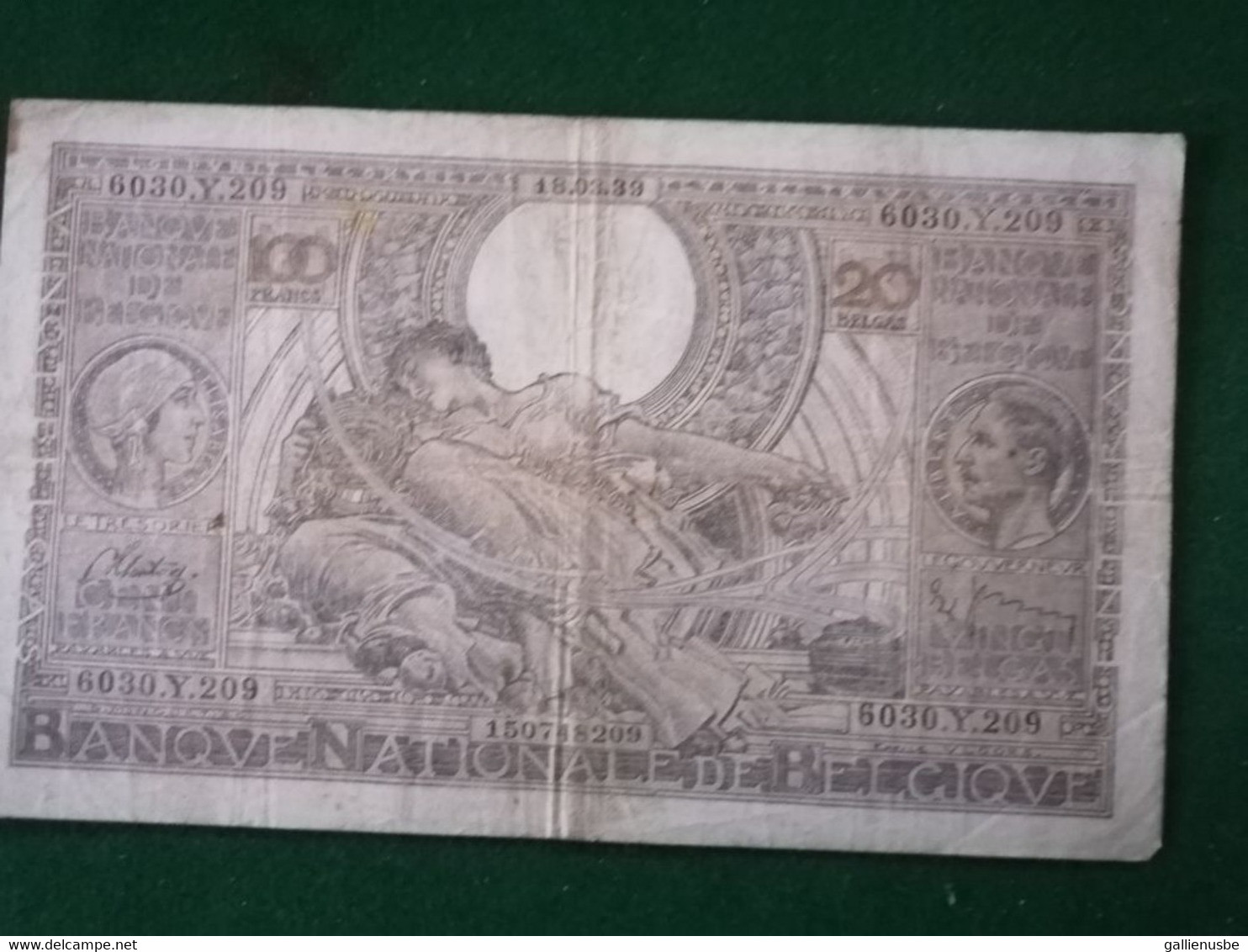 Billet De 100 Frs -  20 Belgas -- 18.03.1939  - - 100 Franchi & 100 Franchi-20 Belgas