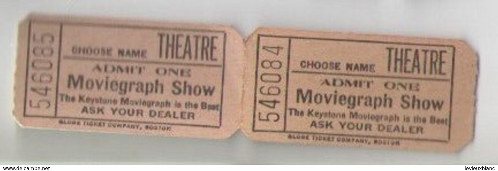 2 Tickets D'Entrée / MOVIEGRAPH SHOW: Theatre/ Admit One /The Keystone Moviegraph Is The Best/Vers 1930-50   TCK231 - Eintrittskarten