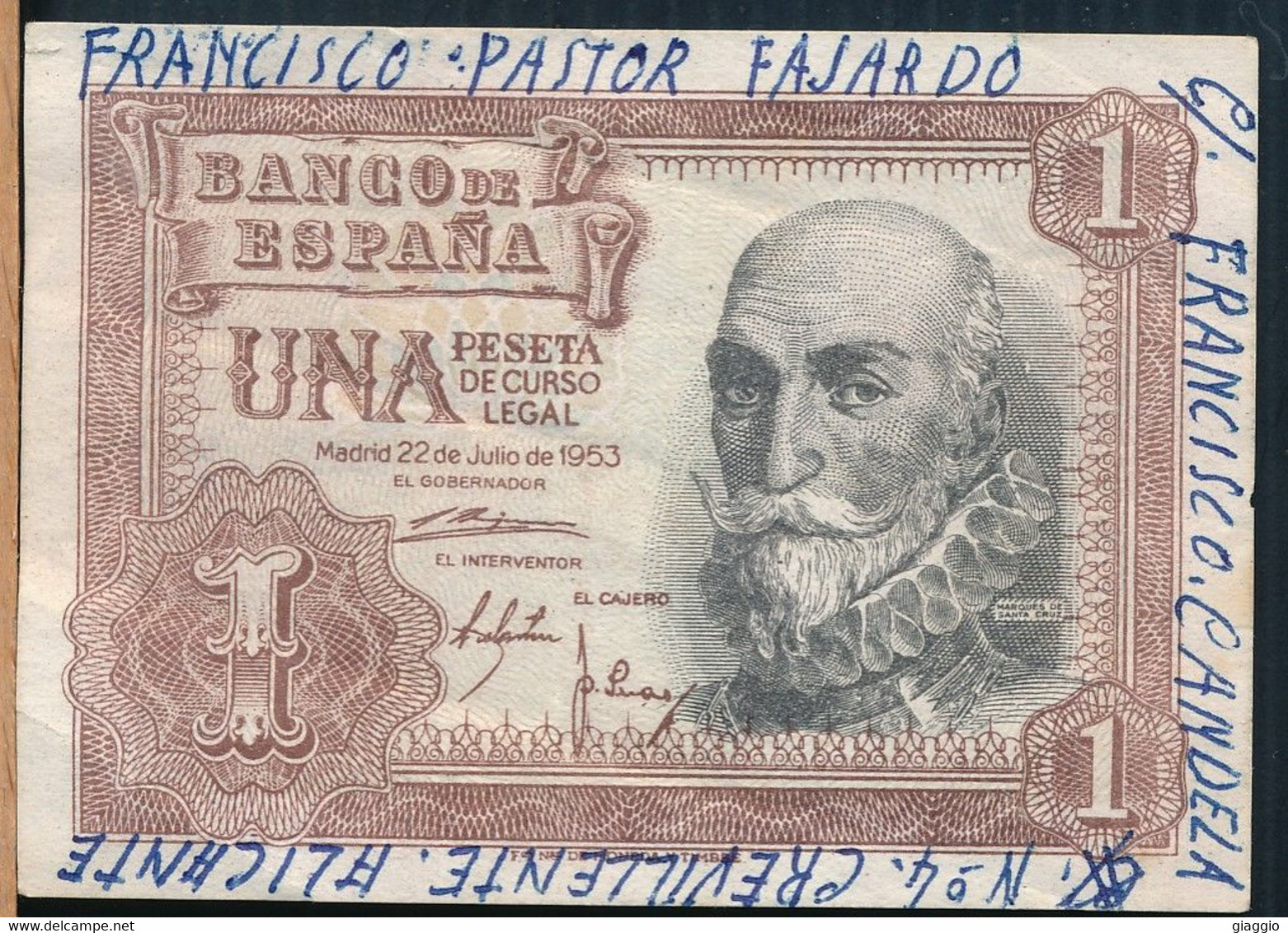 °°° SPAIN - 1 PESETA 1953 °°° - 1-2 Peseten