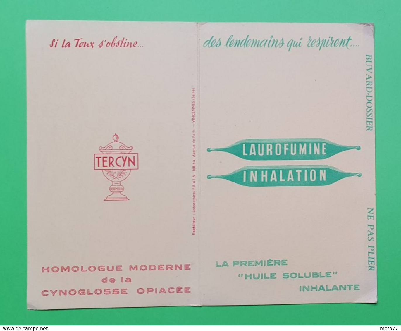 Buvard 1036 - Laboratoire - TERCYN 1 - Etat D'usage : Voir Photos - 13.5x21.5 Cm Fermé Environ - Années 1950 - Produits Pharmaceutiques