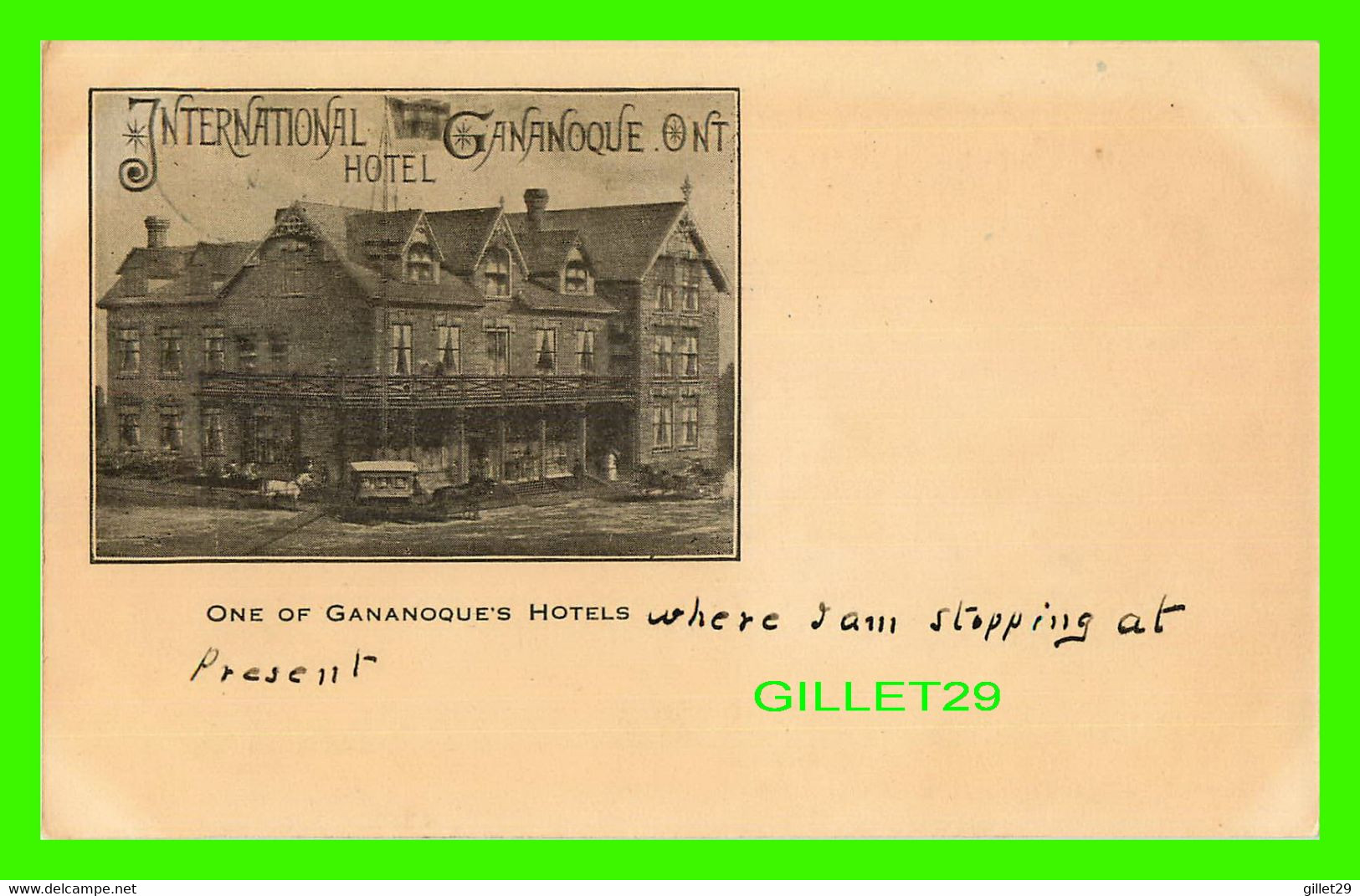 GANANOQUE, ONTARIO - INTERNATIONAL HOTEL - TRAVEL IN 1909 - THE JOURNAL PRESS - - Gananoque