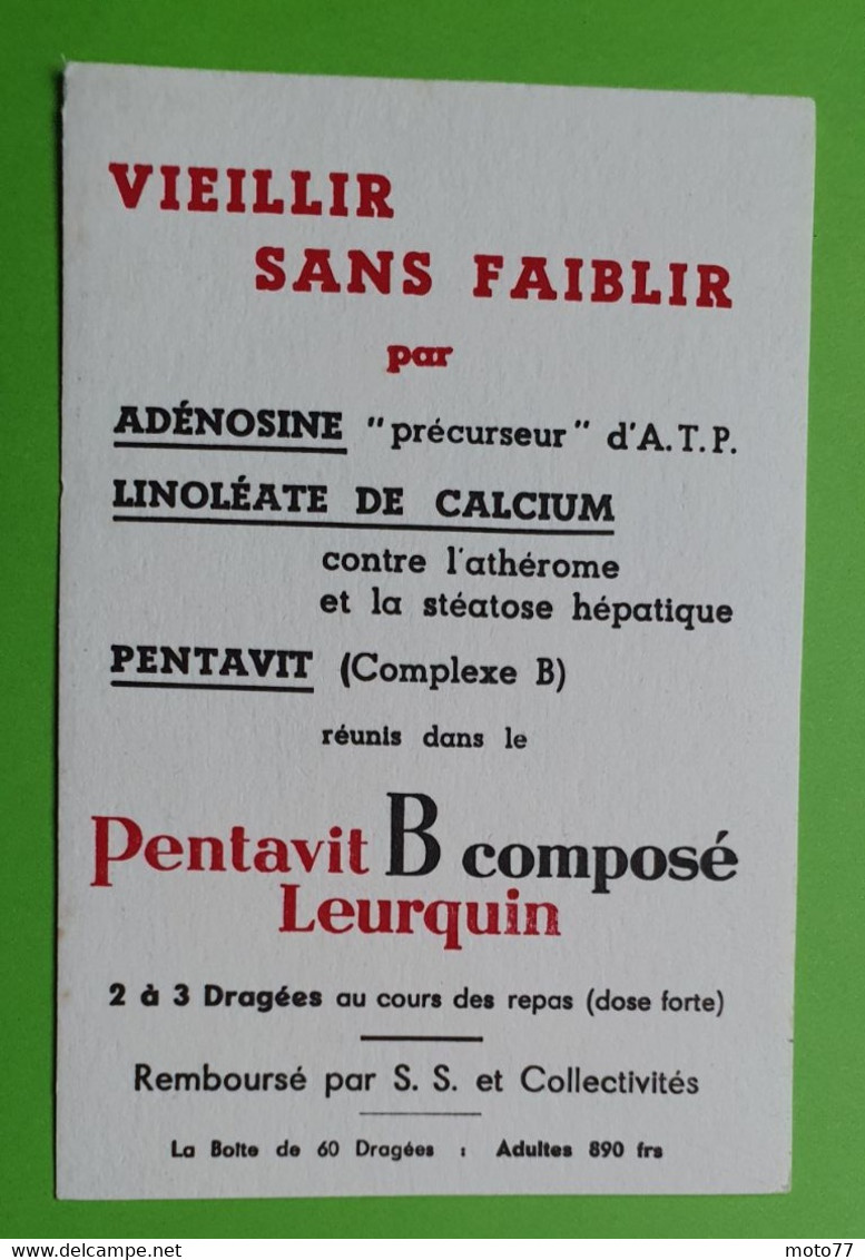Buvard 1042 - Laboratoire Leurquin - PENTAVIT - Etat D'usage : Voir Photos - 8x12 Cm Environ - Années 1950 - Produits Pharmaceutiques