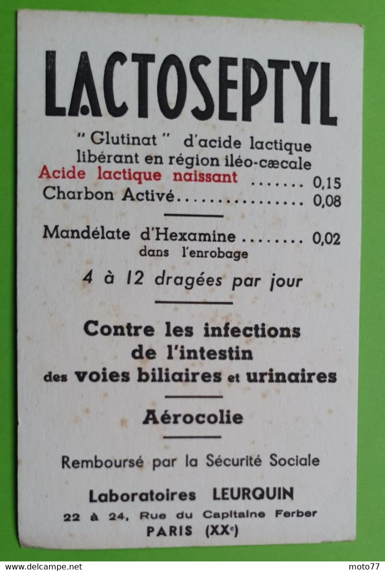 Buvard 1047 - Laboratoire Leurquin - LACTOSEPTYL - Etat D'usage : Voir Photos - 8x12 Cm Environ - Années 1950 - Produits Pharmaceutiques