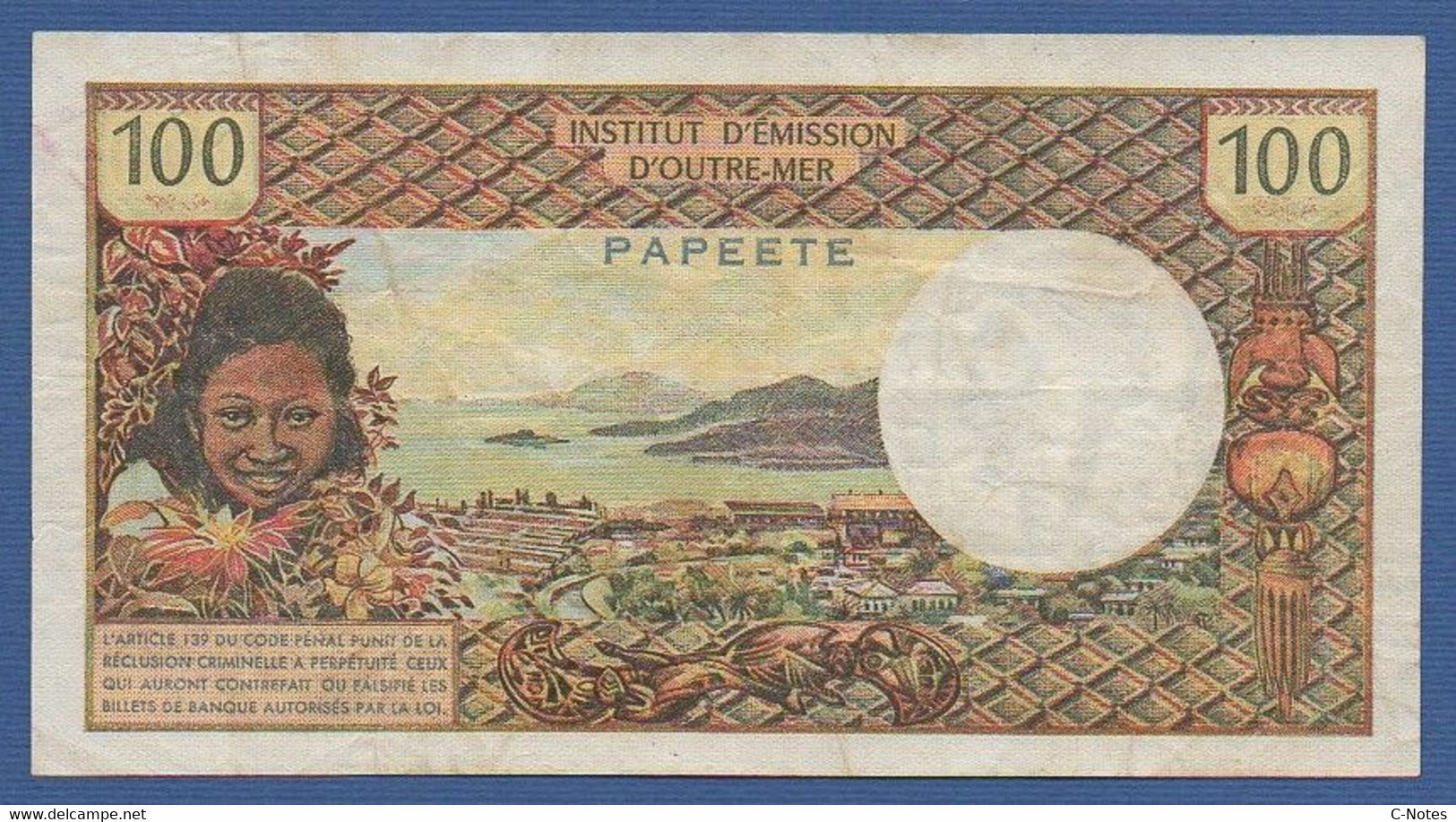 TAHITI - P.24 – 100 Francs ND (1971 & 1973)  - Circulated F/VF- Serie R.2 64106 - Papeete (Polinesia Francesa 1914-1985)