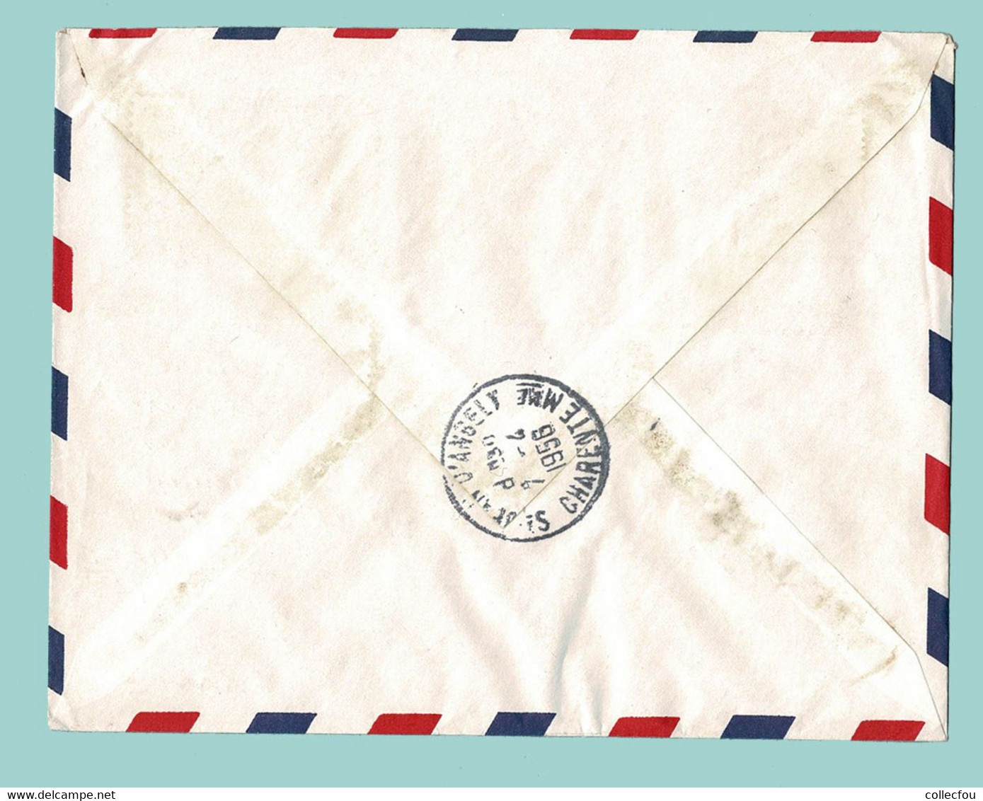 1956. Enveloppe Affranchie Lettre RECOMMANDÉE Par AVION De SAINT-DENIS De La RÉUNION à 17 St JEAN D'ANGÉLY - Covers & Documents