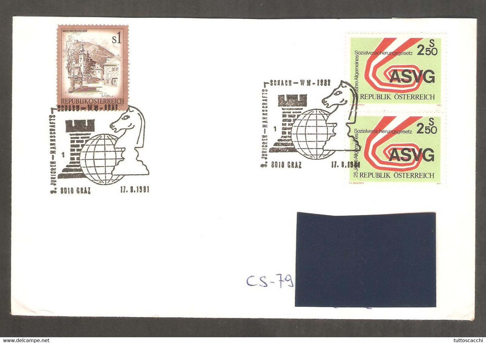 Austria 1981 Graz - Chess Cancel NUMBER 1 On Envelope, Traveled - Echecs