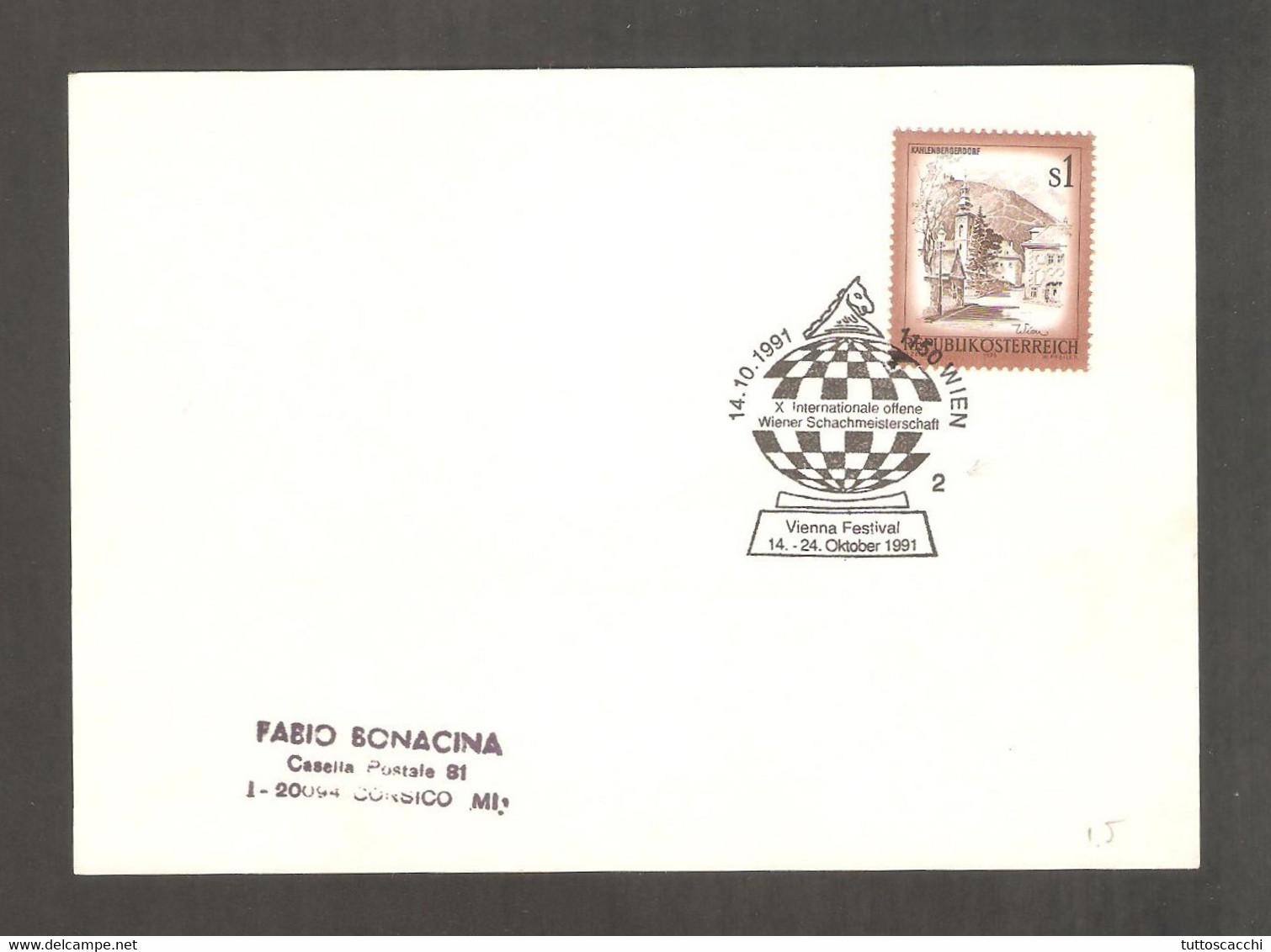 Austria 1991 Wien - Chess Cancel NUMBER 2 On Envelope - Echecs