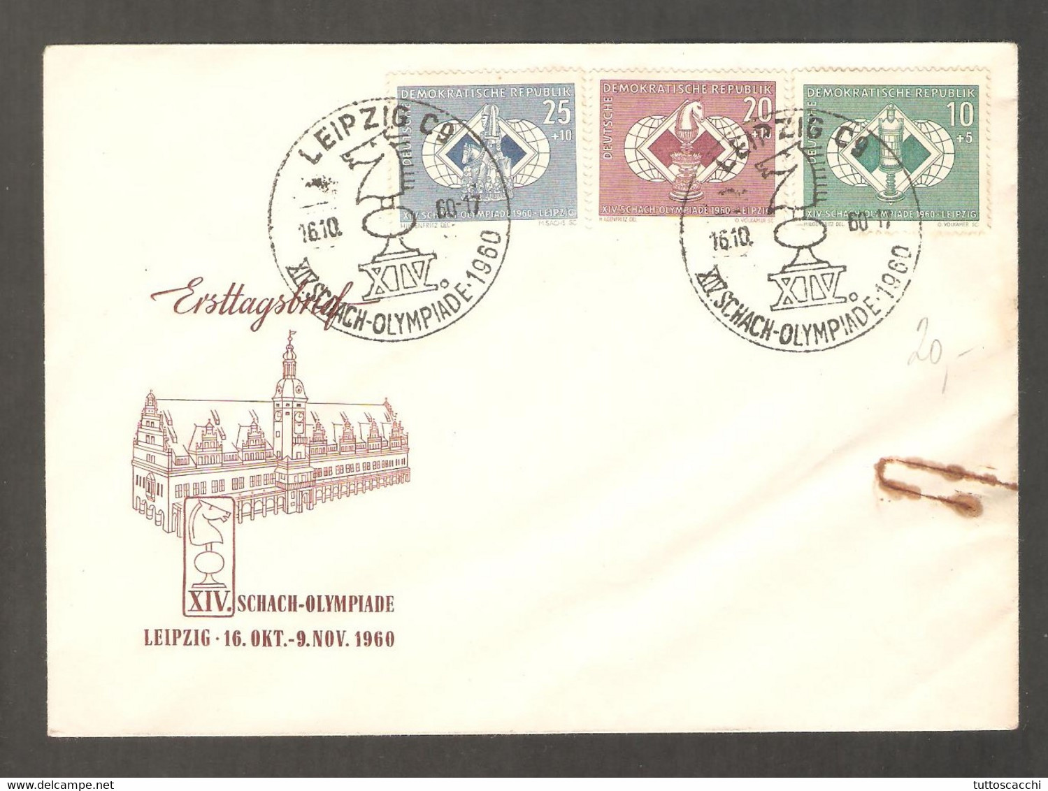 DDR 1960 Leipzig - Chess Cancel On Commemorative Envelope, Complete Chess Stanp Series - Echecs