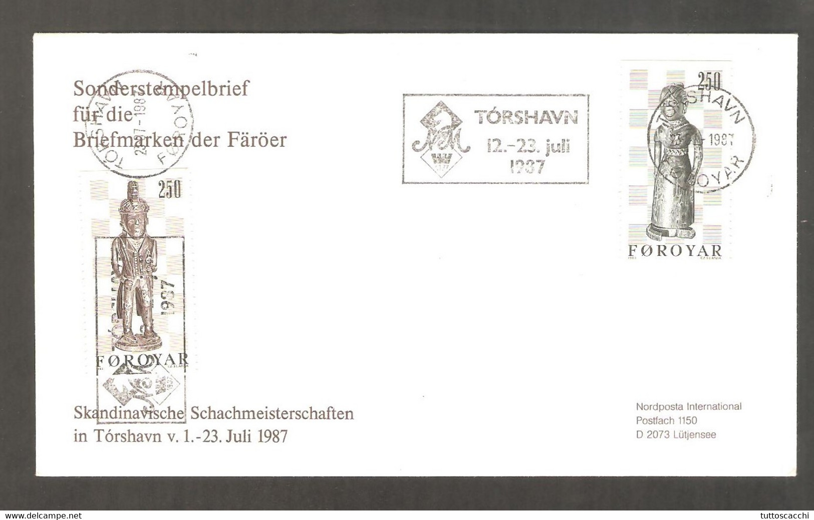 Foroyar 1987 Torshavn - Chess Cancel On Commemorative Envelope, Chess Stamps - Echecs