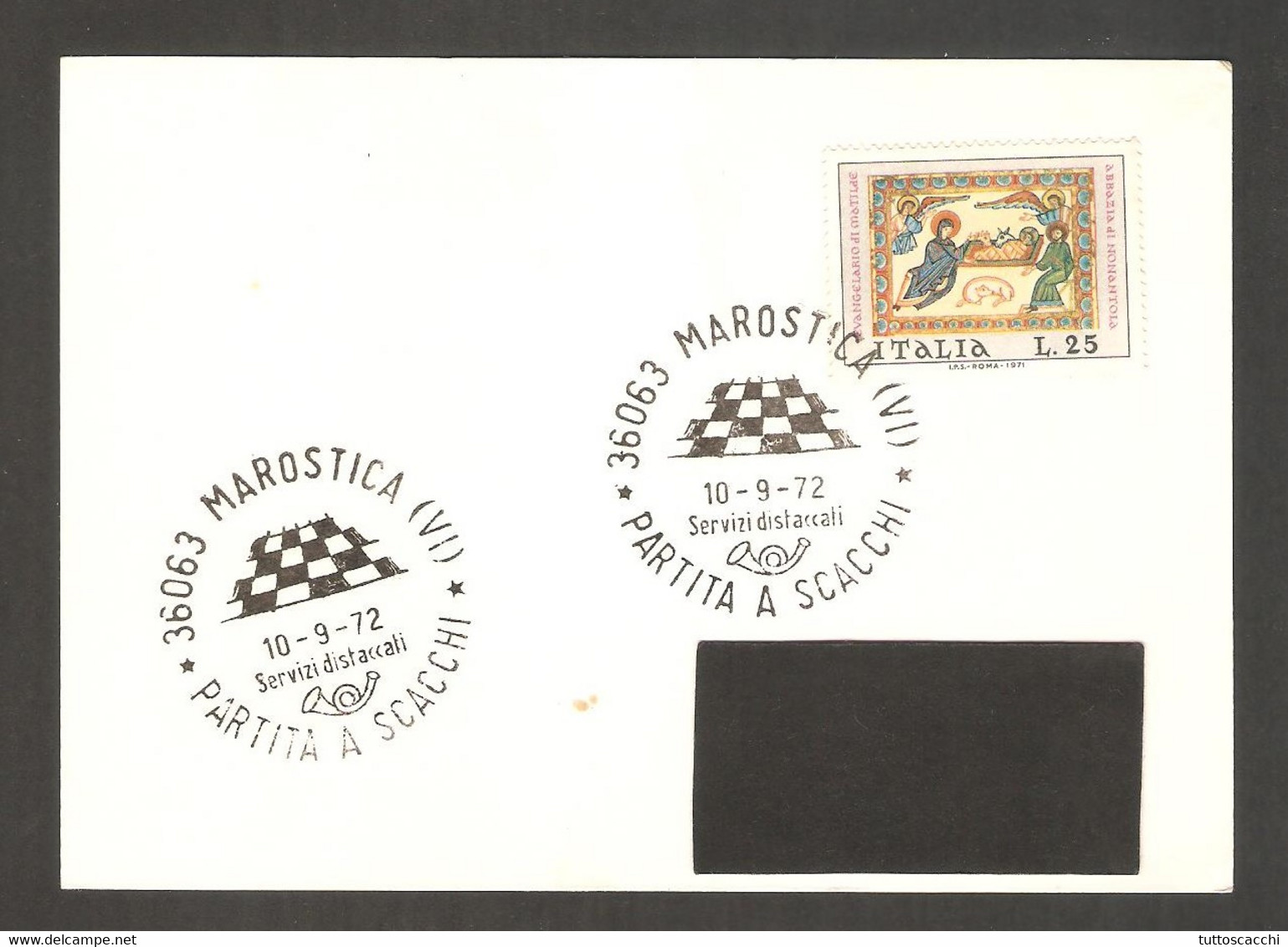 Italy 1972 Marostica - Chess Cancel On Card - Echecs