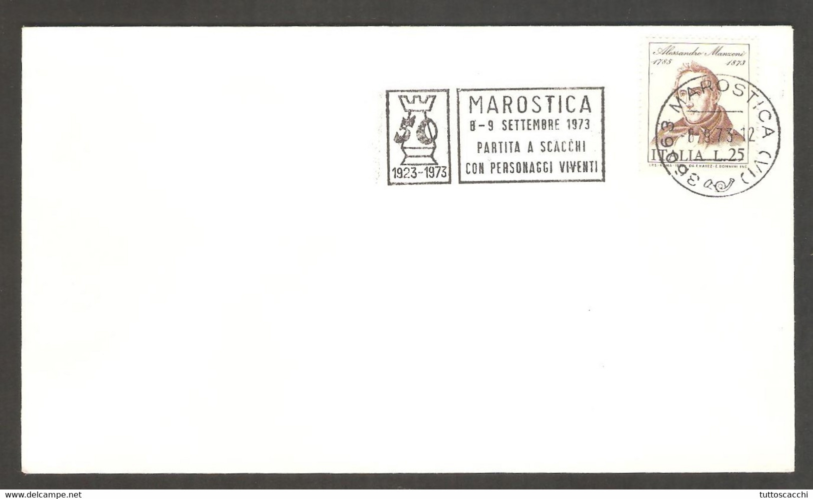 Italy 1973 Marostica - Chess Meter On Envelope - Echecs