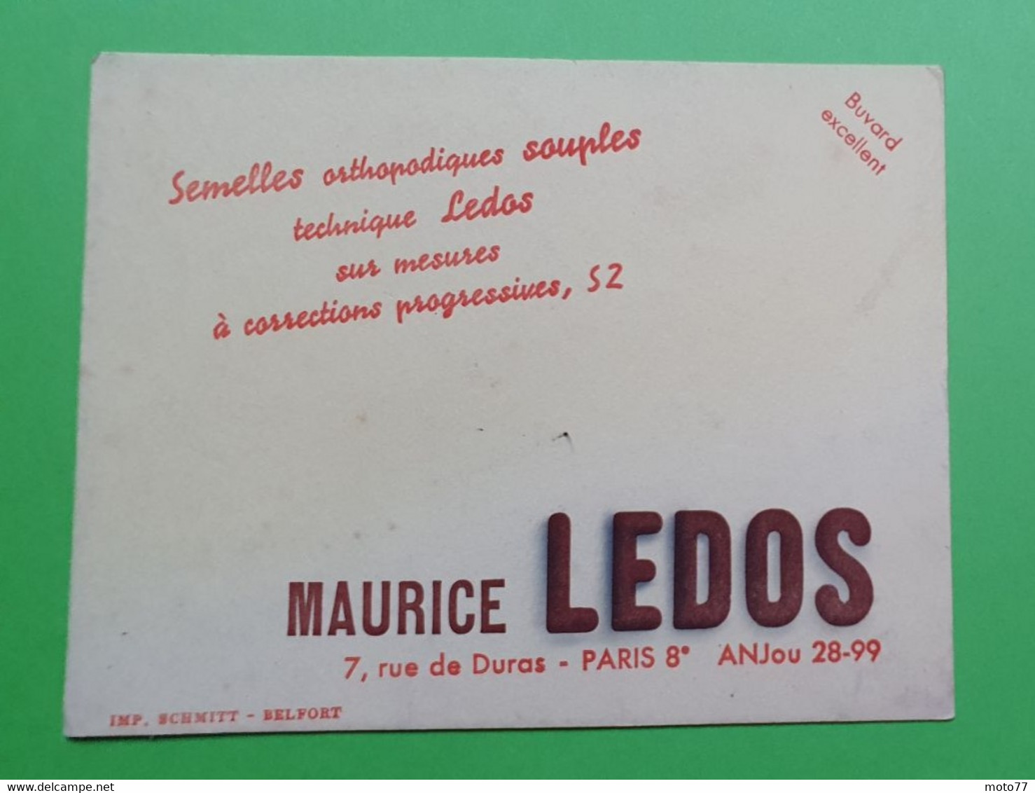 Buvard 1059 - Laboratoire - Semelles LEDOS - Etat D'usage: Voir Photos - 14x11 Cm Environ - Années 1950 - Produits Pharmaceutiques