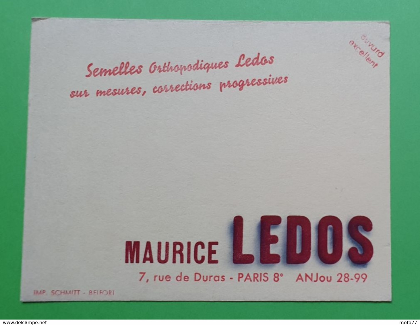 Buvard 1061 - Laboratoire - Semelles LEDOS - Jaune 2 - Etat D'usage: Voir Photos - 14x11 Cm Environ - Années 1950 - Produits Pharmaceutiques