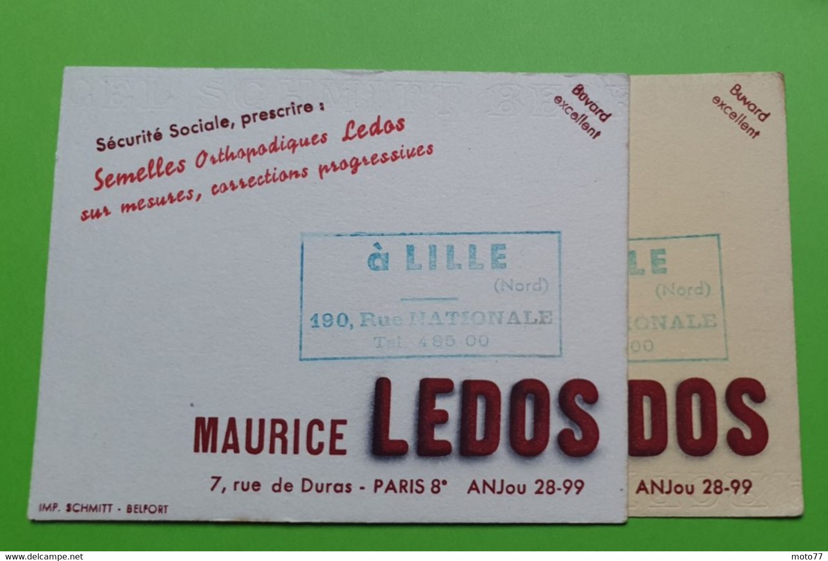 Buvard 1062 - Laboratoire - Semelles LEDOS - Blanc 1 Lille - Etat D'usage: Voir Photos - 14x11 Cm Environ - Années 1950 - Produits Pharmaceutiques