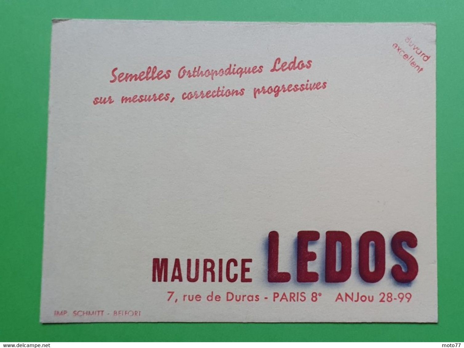 Buvard 1063 - Laboratoire - Semelles LEDOS - Jaune 2 - Etat D'usage: Voir Photos - 14x11 Cm Environ - Années 1950 - Produits Pharmaceutiques