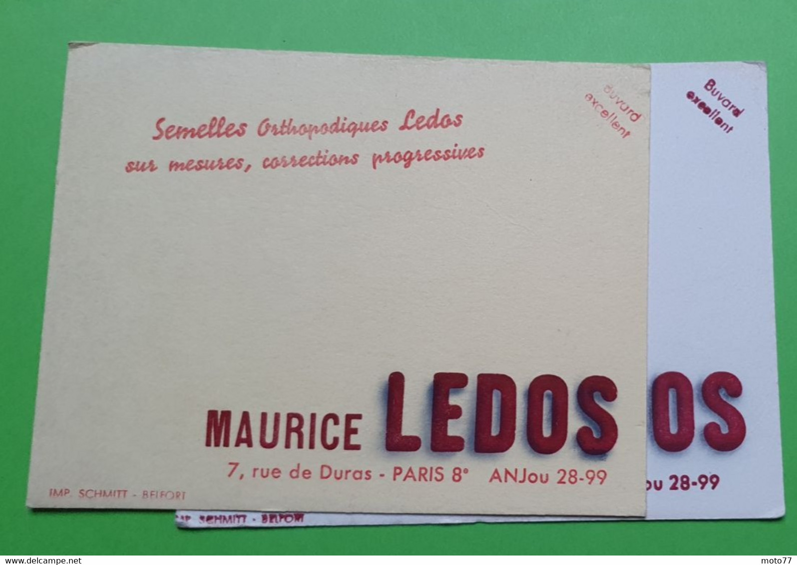 Buvard 1063 - Laboratoire - Semelles LEDOS - Jaune 2 - Etat D'usage: Voir Photos - 14x11 Cm Environ - Années 1950 - Produits Pharmaceutiques