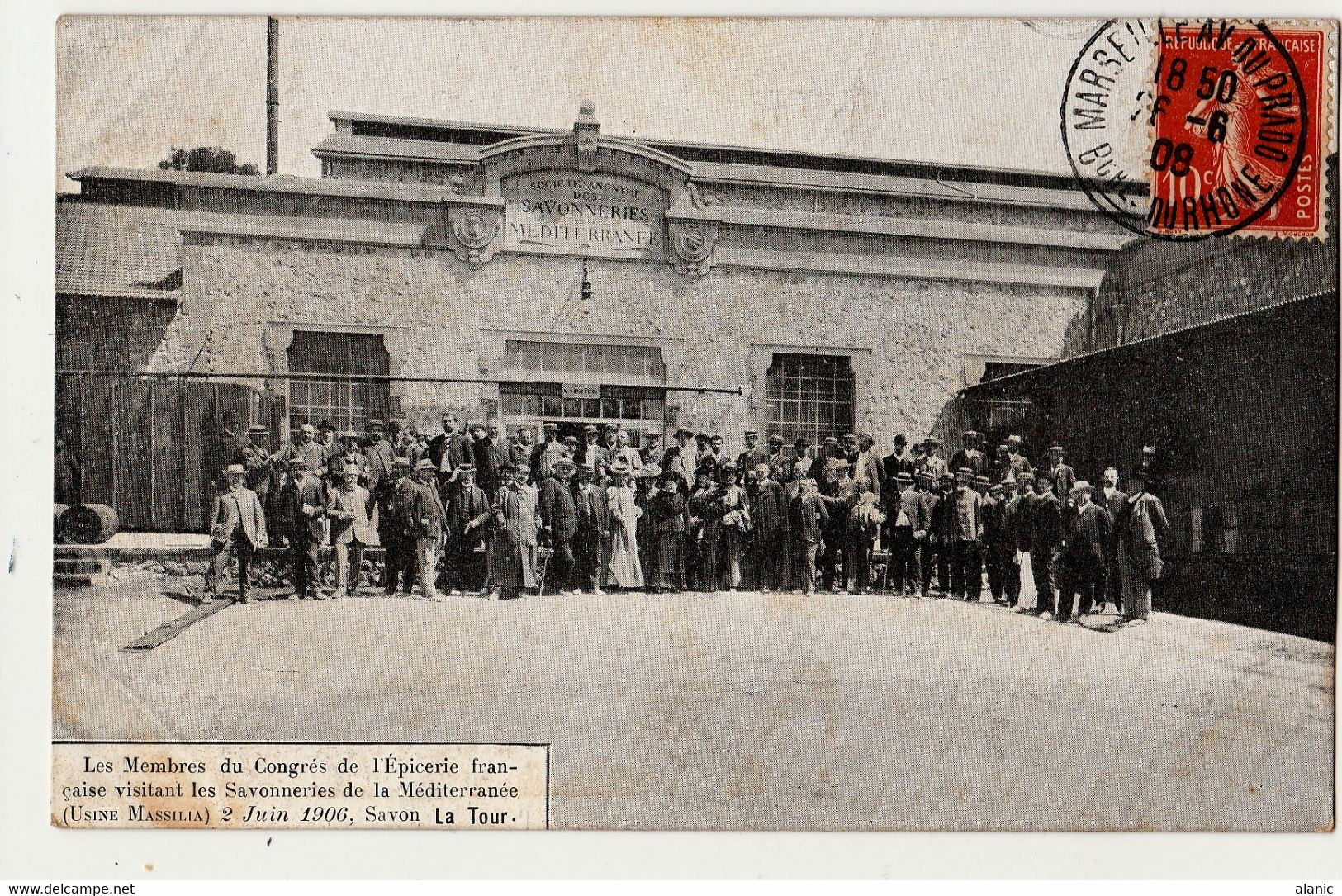 CPA13 - MARSEILLE (13) – Les Membres Du Congrès De L'Epicerie Française Visitant Les Savonneries De La Méditerranée - Weltausstellung Elektrizität 1908 U.a.