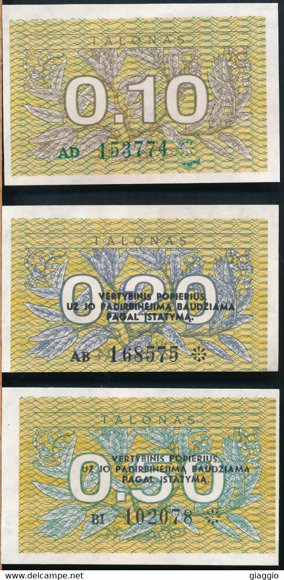 °°° LITHUANIA - 0.1/0.2/0.5 TALONAS   1991 UNC °°° - Lituanie