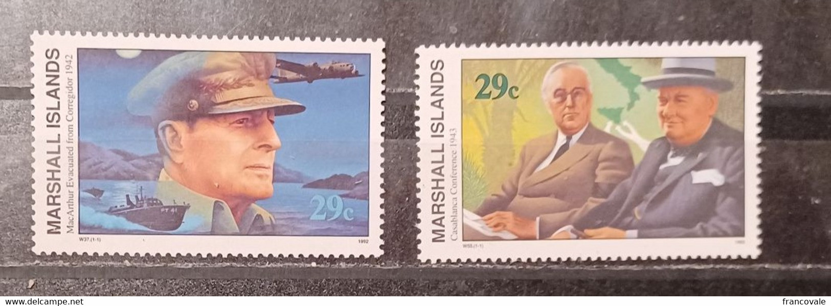 Fe017 Isole Marshall Islands 1992 General Mac Arthur And 1993 Casablanca Conference - Marshall