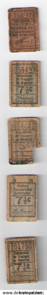 5   Tickets Anciens/Commission De Transport De Montréal/Montreal Transportation Commision/Canada/Vers 1920-50   TCK236 - Eintrittskarten