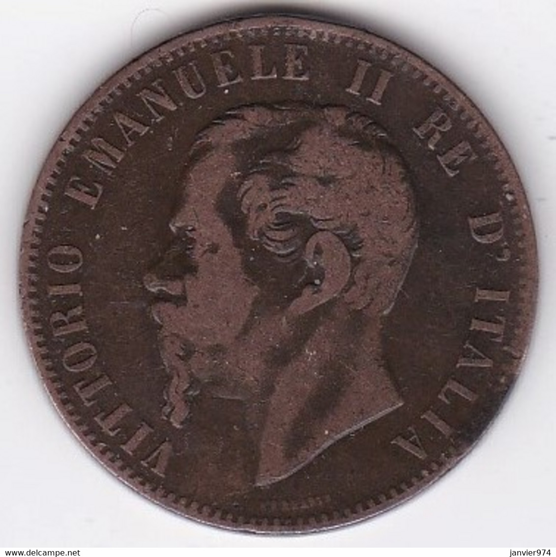 Italie 10 Centesimi 1867 OM Strasbourg , Avec 2 Points , Vittorio Emanuele II. - 1861-1878 : Victor Emmanuel II.