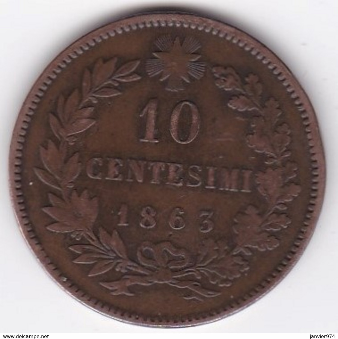 Italie 10 Centesimi 1863 Paris , Vittorio Emanuele II. - 1861-1878 : Victor Emmanuel II.