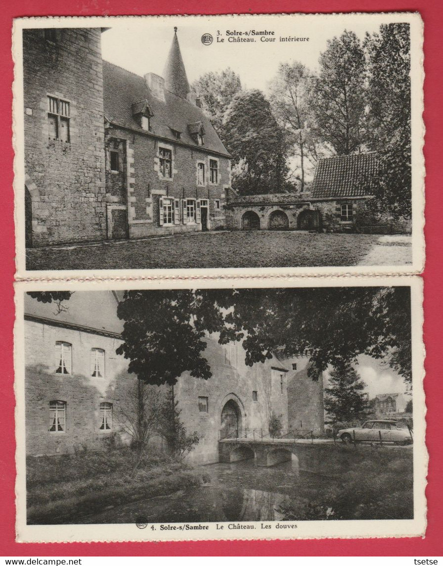 Solre-sur-Sambre - Le Château  -2 Cartes -Cour Intérieure Et Douves ( Voir Verso ) - Erquelinnes