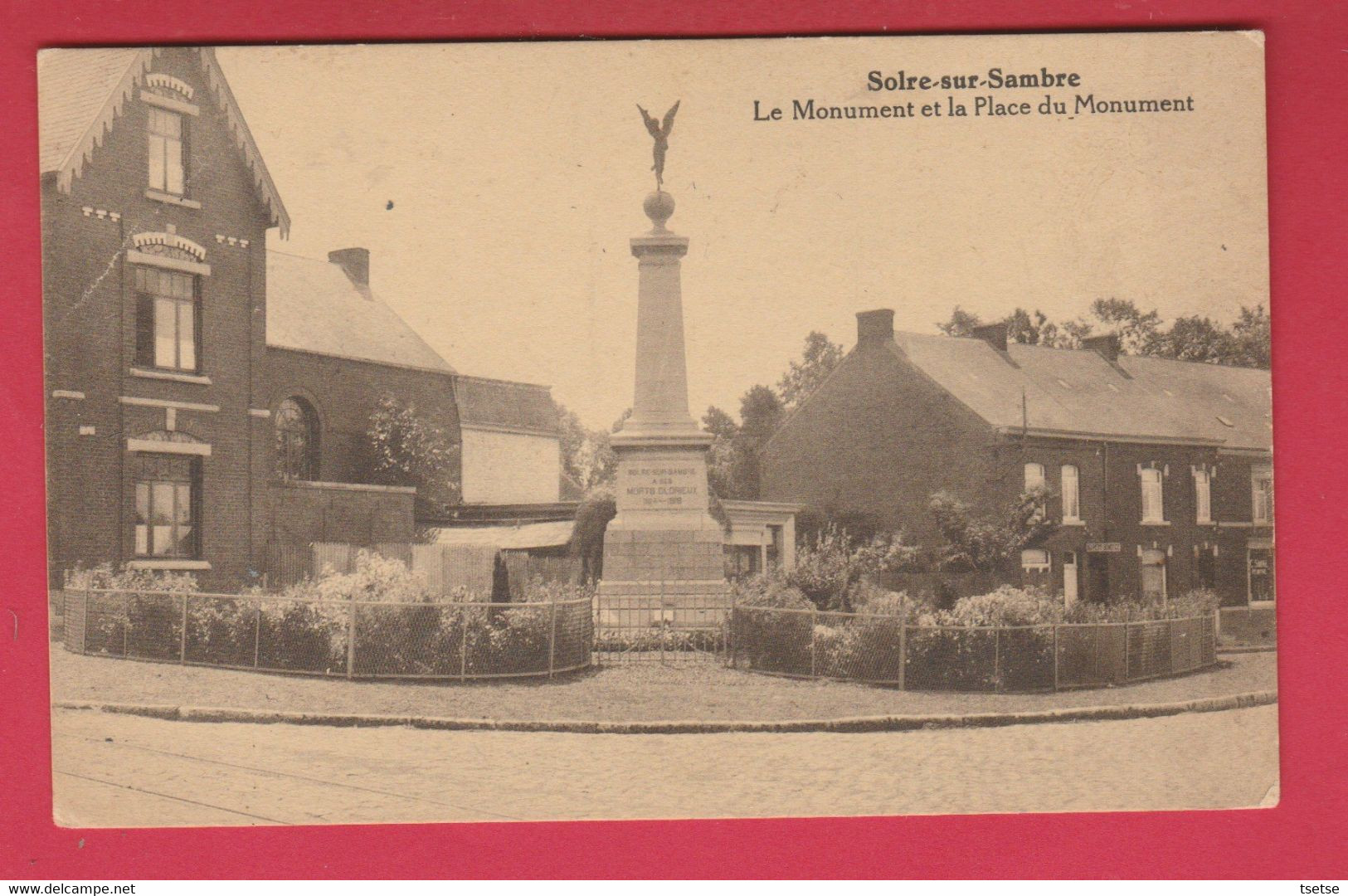 Solre-sur-Sambre - Le Monument Et La Place Du Monument - 1939 ( Voir Verso ) - Erquelinnes