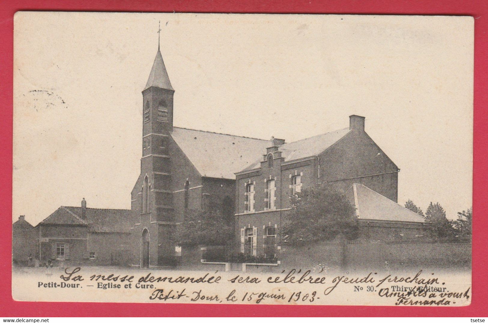 Petit-Dour - Eglise Et Cure  - 1903 ( Voir Verso ) - Dour