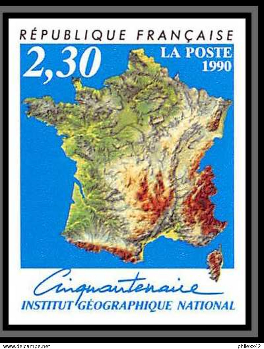 France N°2662 Institut Géographique National Carte De France 1990 Cote 30 Non Dentelé ** MNH (Imperf) - Non Classificati