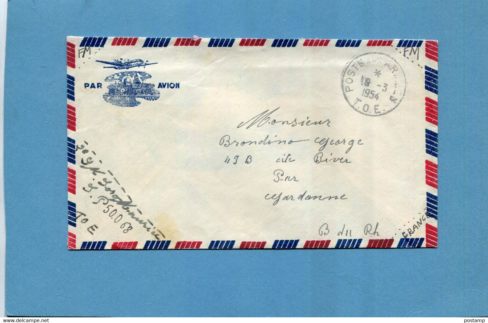 Guerre D'indochine-lettre  Cad 1954 Poste Aux  Armées SP 50068 - Guerra De Indochina/Vietnam