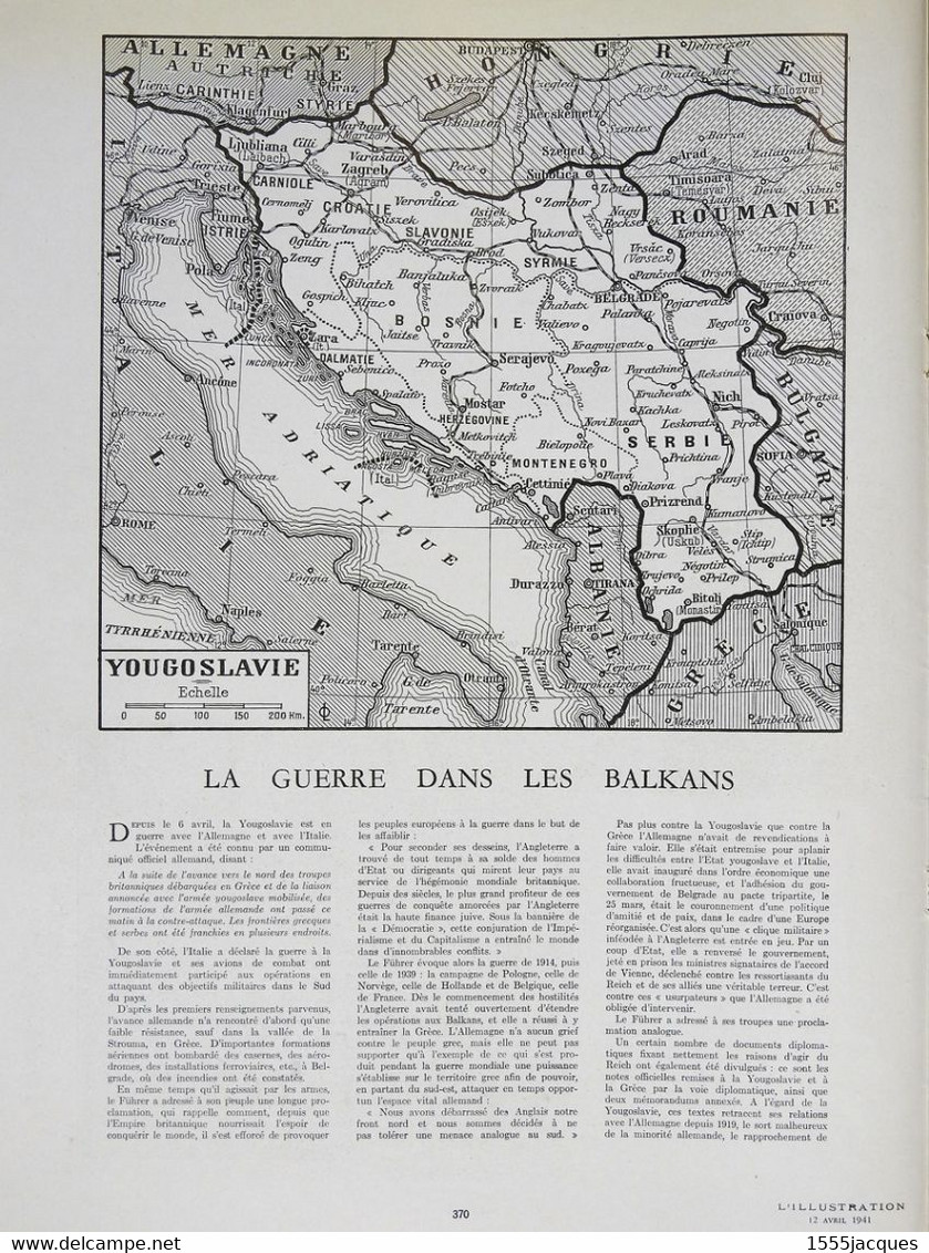 L'ILLUSTRATION N° 5118 12-04-1941 DEAL CRÉMIEU BALKANS MAISON DORÉE CHILOÉ LÉON-PAUL FARGUE SOUS-MARINE KOVALEVSKY